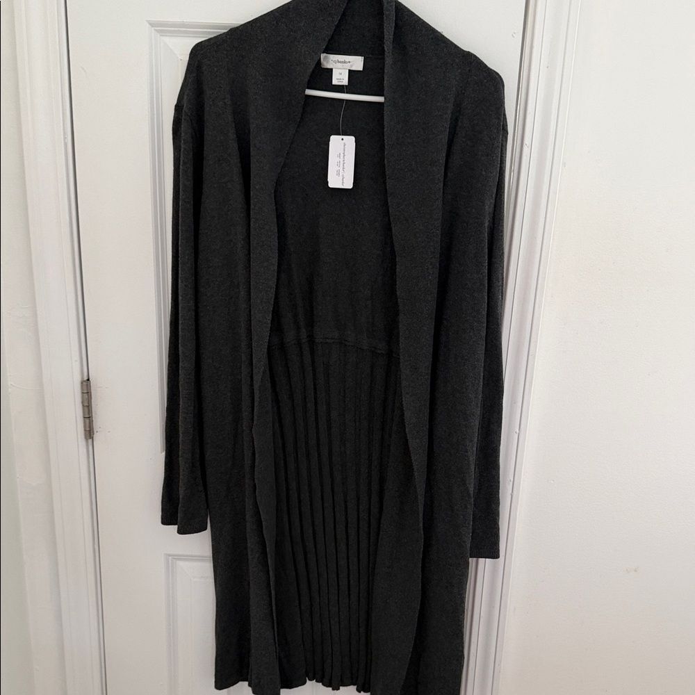 CJ Banks Women's Charcoal Open Cardigan Sweater Size 1X or 16/18W NWT